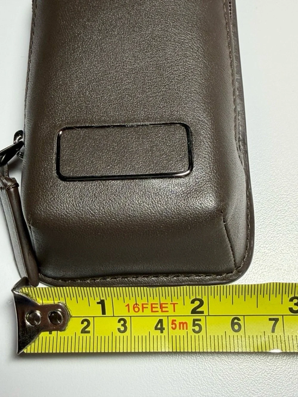 Tumi Dark Brown Leather Phone Pouch with Strap